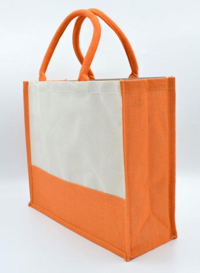 Fatio Set of 10 Jute Bags with Cream Canvas – Eco-Friendly Reusable Tote Bags - Image 1